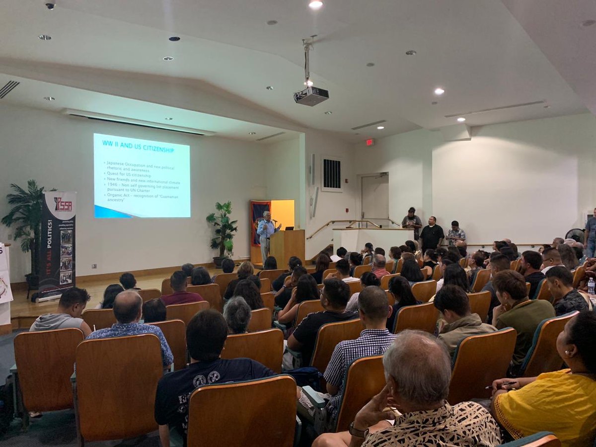 uog_pssa's tweet photo. Si yu'us ma'ase to all for attending the lecture by Dr. Robert A. Underwood! If you aren’t able to watch the lecture, there is a video on our FB page at “UOG Political Science Student Association”. https://t.co/NaypfWKlk8