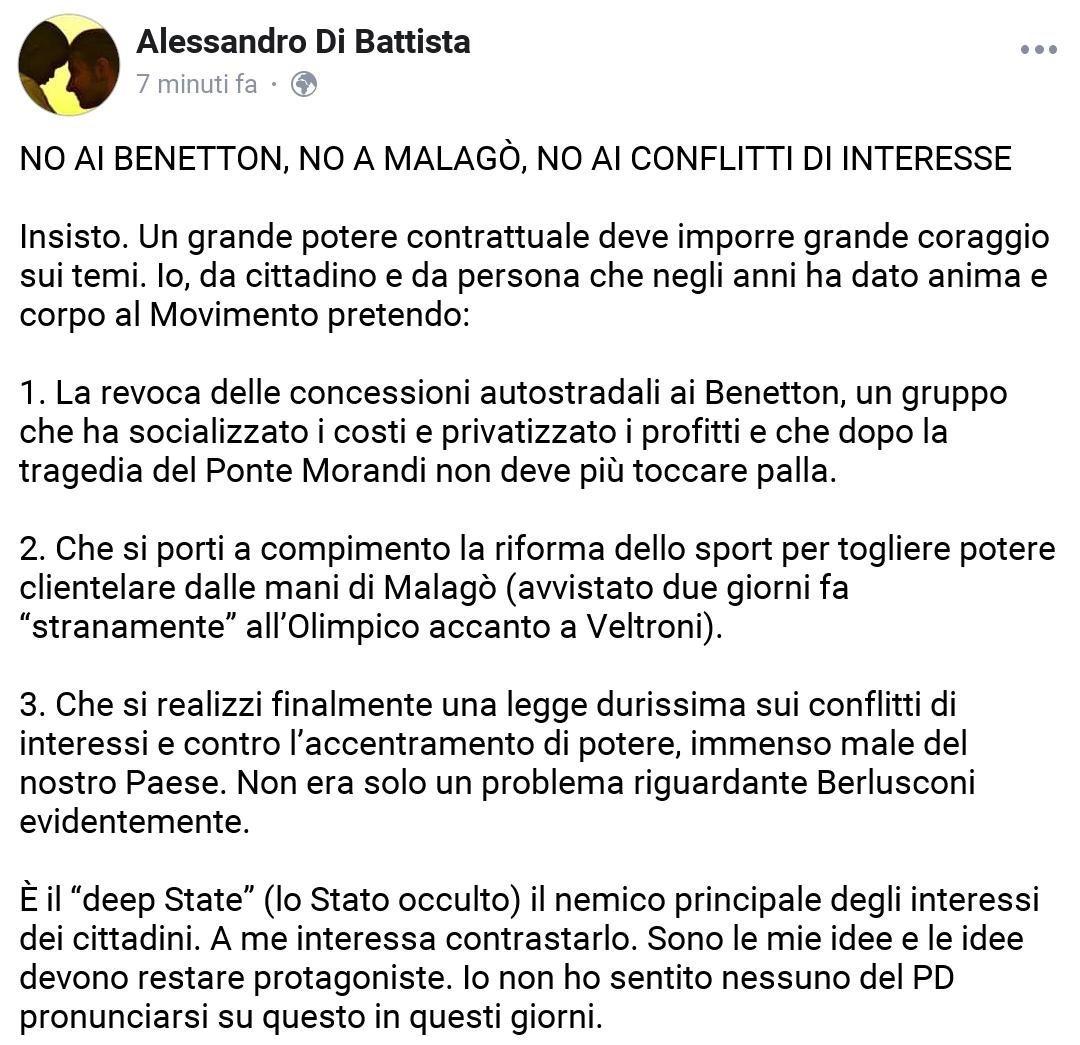Chi esplicitamente sta perseguendo la strada del voto o del ritorno con la Lega contro la volontà del gruppo parlamentare e Di Beppe Grillo non può dettare condizioni a nessuno. Un'altra occasione persa per stare in silenzio #Conte2
