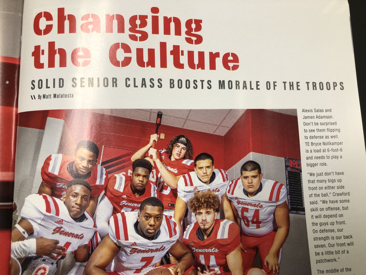 MhsPeterson's tweet photo. ❤️this article in the September edition of Vype magazine!  We are ready for a great  🏈 season! 🌟🌟🌟🌟🌟Generals! @drgoffney @ToddLindeman4 @MacArthur_AISD https://t.co/oNvfN9BLbe