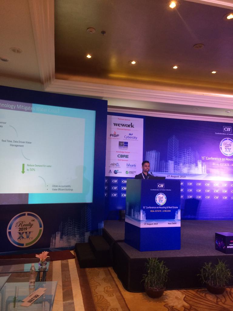 CBRE_India's tweet photo. @AbilashHaridass from @WEGoTtech at #CIIRealty2019 shares the need to give due importance to #WaterScarcity and implement innovative solutions to tackle the problem
#CIIXCBRE @FollowCII @CIIEvents #Disruptech2019 #InnovatorsOfProptech https://t.co/mDnq2hVDeh