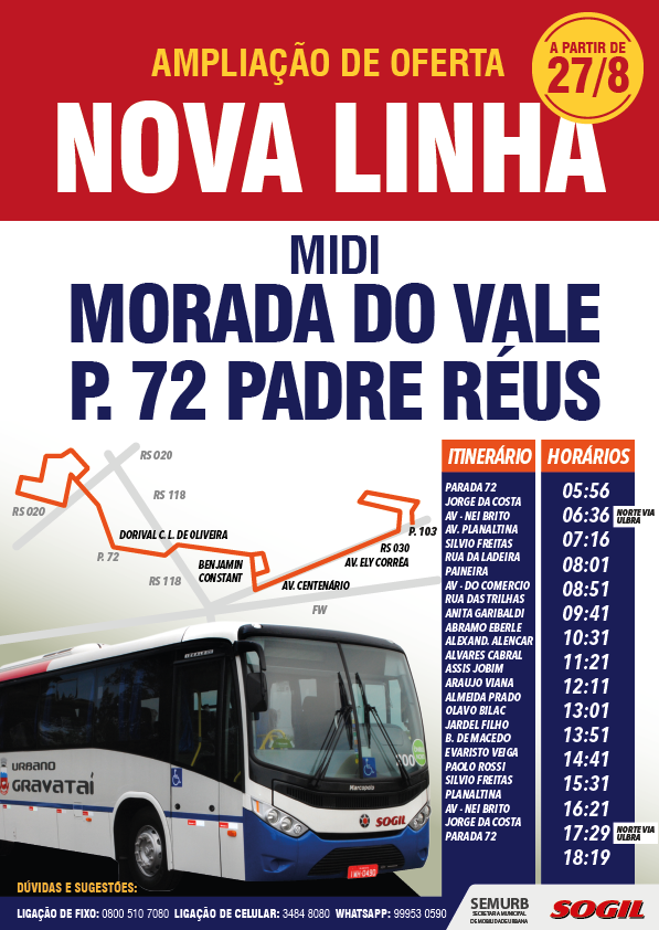 SOGIL_Oficial's tweet photo. #NovaLinha 🚍
A partir de hoje, você tem uma nova opção de deslocamento com conforto e agilidade: nova linha Midi Morada Vale P. 72 Padre Réus.
#AmpliaçãoDeOferta #Midi #Conforto #SOGIL https://t.co/QZIXj1Ex5e