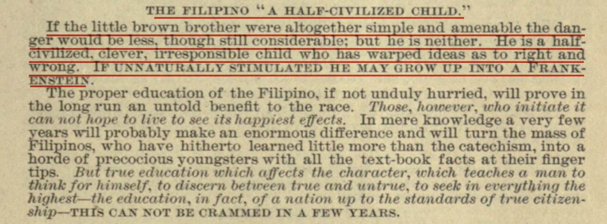 and bc this connection is not made in either mainstream US or PH history & culture, the analysis of America's relations to the PH is not through a post-colonial lens. When it should be. This is how the US imagined the PH at the time of imperialism:
