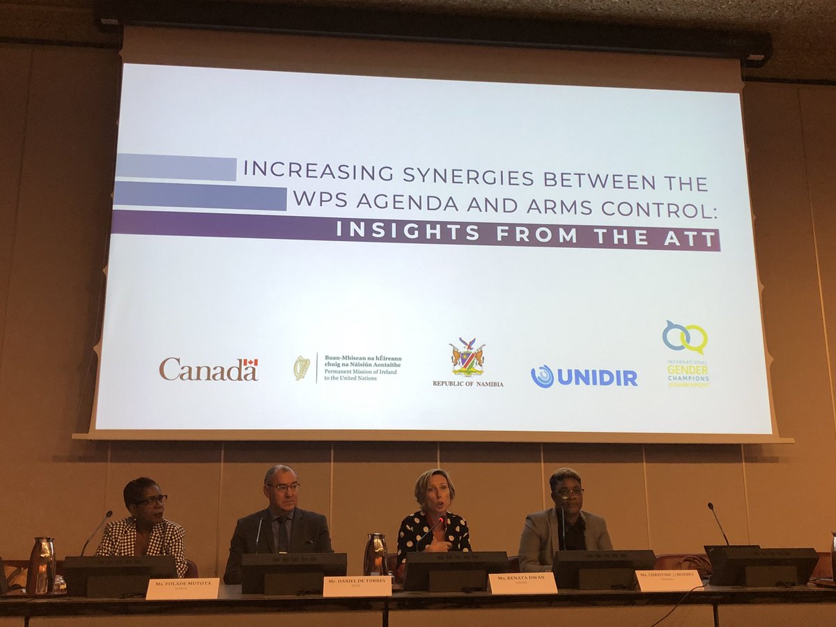 IrelandUNGeneva's tweet photo. Great turnout for the #DIsarmG meeting at #CSP5 on synergies between the Women Peace and Security Agenda and Arms Control. We need a more integrated approach     to ensure effective implementation of #ArmsTreaty. https://t.co/9z2VpGWaKs
