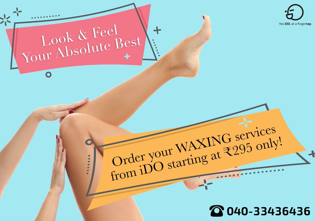 ido_india's tweet photo. Book our waxing services starting @ Rs.295 only! call us @ 040-33436436 to know more about our full list of home spa services! https://t.co/22tPlwcbxS