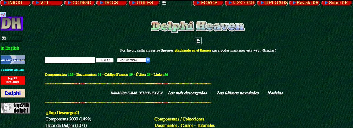 BIENVENIDOS! relanzamiento de la popular web "DELPHI HEAVEN", que estuvo activa desde 2000-2006, web de ayuda con multitud de recursos para programar en Delphi (Embarcadero Delphi, y Pascal). #delphi