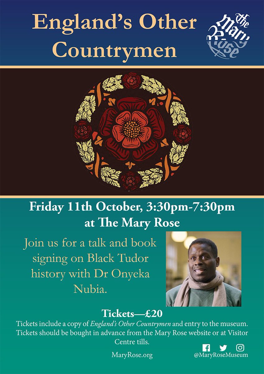 With the many Tudor novels, TV programmes and films why is our image of the Tudor era overwhelmingly white? 

Dr Onyeka Nubia seeks to redress the balance with his new book. Find out more at his talk in October <a href="/MaryRoseMuseum/">The Mary Rose</a>!  

maryrose.org/events/2019/10…