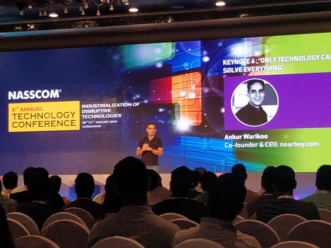 NasscomEvents's tweet photo. "I think technology can fix everything that the world needs", said @warikoo, Co-founder and CEO, @nearbuy at the #NasscomTechConf 2019 https://t.co/Azzvzxjk5M