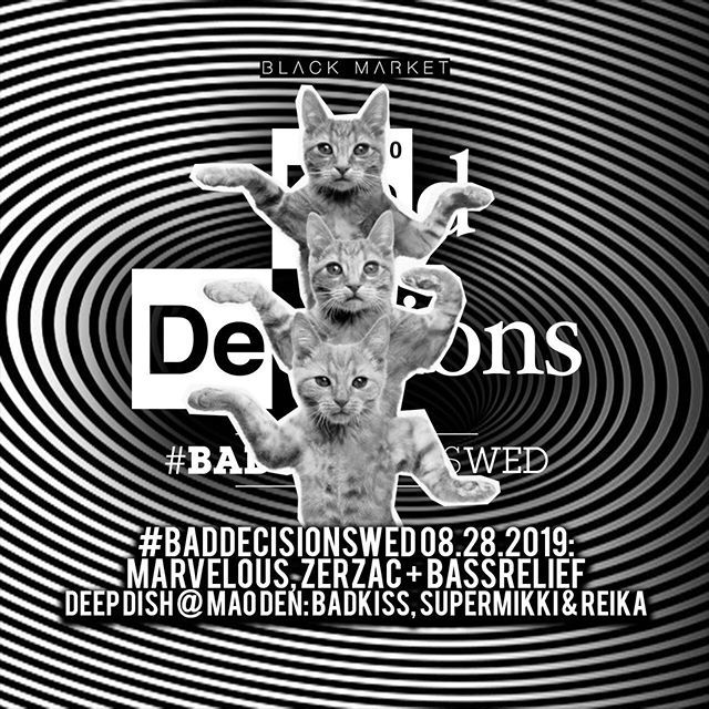 blackmarketmnl's tweet photo. Tomorrow night! #baddecisionswed @baddecisionssmellgood 🚨🚨🚨feat. Marvelous, Zerzac, and Bass Relief in the main room while DEEP DISH takes over Mao Den  feat. Badkiss, Supermikki, Reika 💥💥💥 See ya there kids!!! Free Entry 10 PM https://t.co/nOXMKTv9I2 https://t.co/jF79p41Bf4