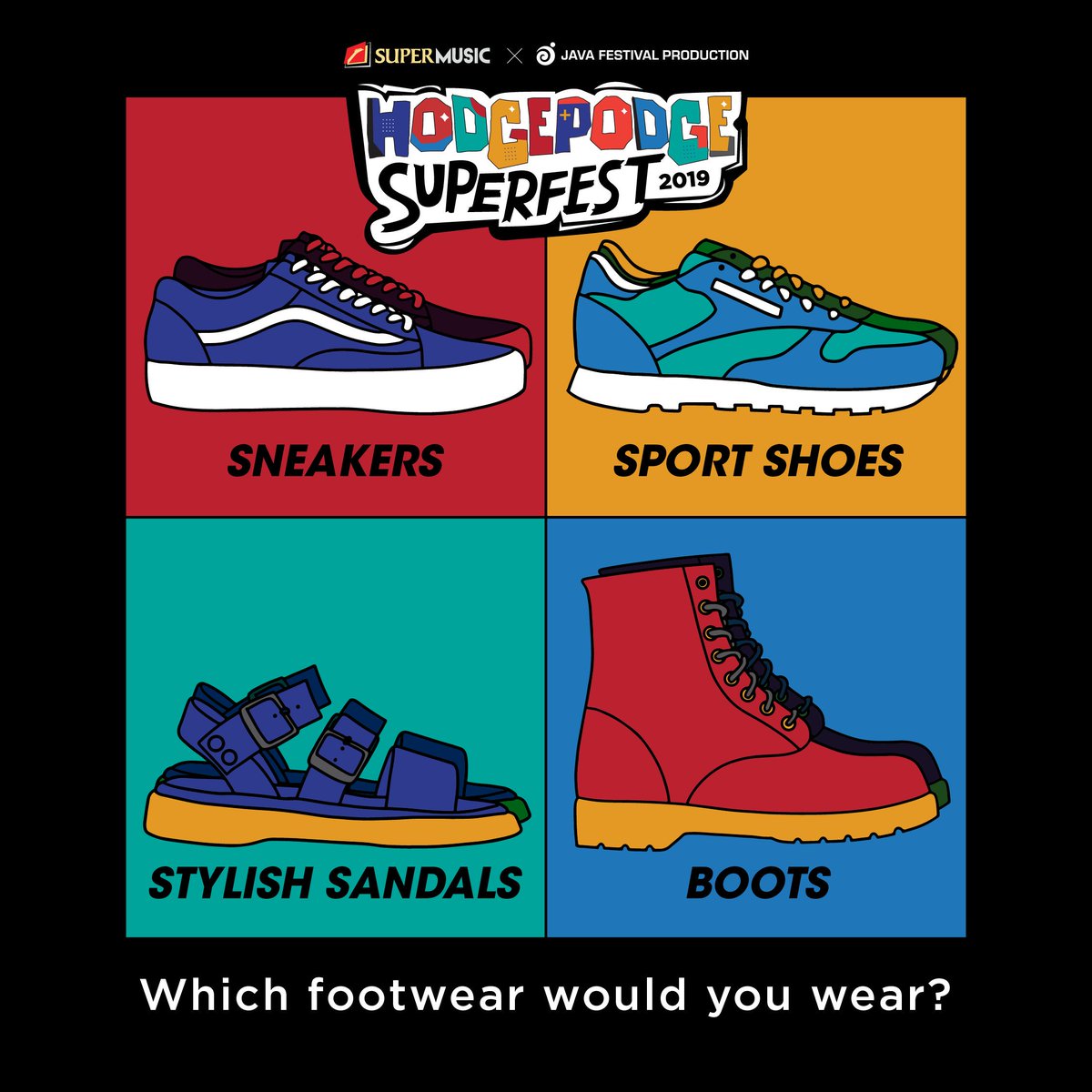 hodgepodgefest's tweet image. Hello everyone! We've rounded up the most festival appropriate footwear for you, so all of your #HPSF19 shoe needs will be covered.
_
#JavaFestPro
#SUPERMUSIC
_
hodgepodgefest.com
supermusic.id
_
@supermusic_id