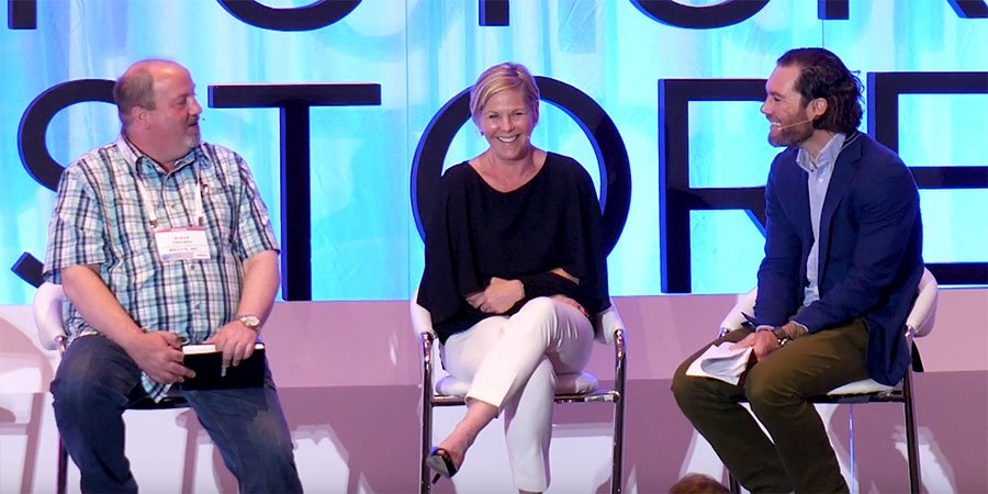 MeetConcrete's tweet photo. Ned Gammell moderates #FutureStores panel w/@ShariRossow, VP of Operations @BestBuy. She makes the case for employees to use their own mobile devices on the floor: "We want our employees in the aisle with the customer to move at the speed of the conversation." #retail #mobile https://t.co/ur9wIbv3qb