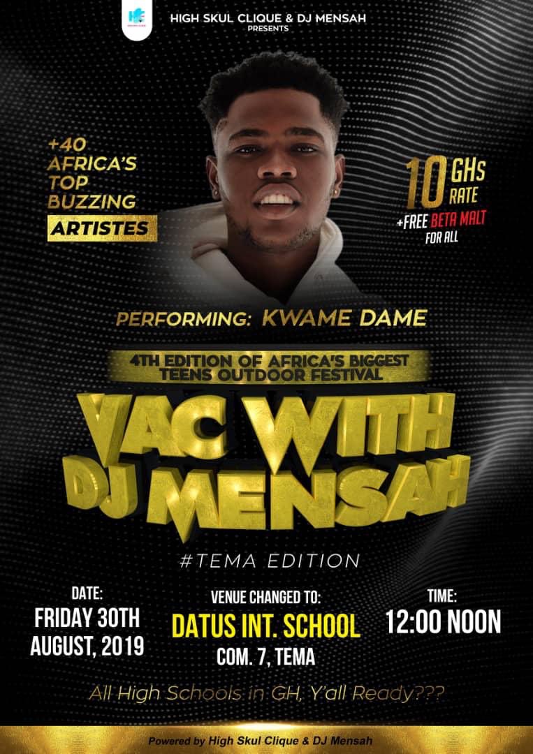 KwameDame_daily's tweet photo. Attention !!!
@kwamedame_ will be rocking the stage with @djmensah on the 30th of August inside Datus Intl school,Tema community 7. Come let's have fun together ✨🔥🔥
#vacwithdjmensah19 #untouchableconcert #highskulclique #30thaugust #freebetamalt https://t.co/n4gFI9rWbE