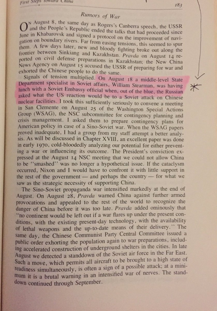 Henry Kissinger’s “White House Years” account of Sino-Soviet tensions in 1969 & Soviet inquiries as to the US position should the Soviets attack China over the Ussuri River border clashes  #DragonBear