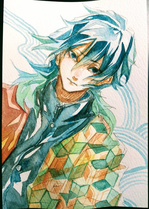衞さんがTwitterに投稿した冨岡義勇(鬼滅の刃)のイラスト。