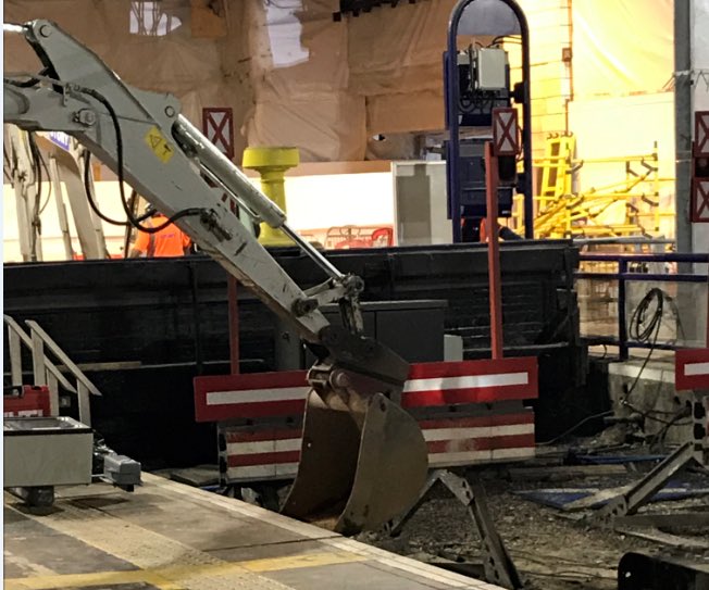 During platform closure, engineers will dig out sections of concourse, rebuild sections of platform walls, lay new track &amp; connect to existing infrastructure, extend overhead power lines, install coping stones, and carry-out re-surfacing works. #GQS
