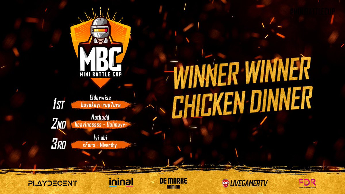 #MiniBattleCup Duo PUBG turnuvasının kazananları belli oldu.