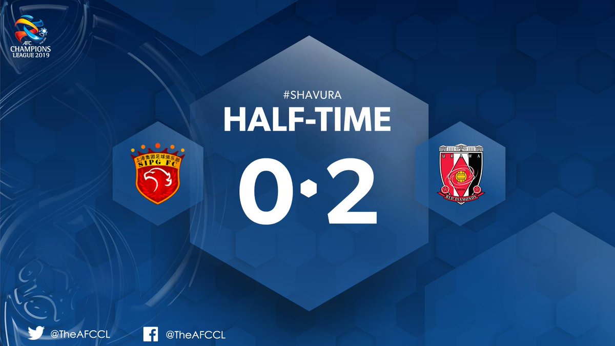 TheAFCCL's tweet photo. HALF-TIME | Shanghai SIPG 🇨🇳 0-2 @REDSOFFICIAL 🇯🇵
🙈 A nightmare 1⃣st half for Shanghai sees Urawa ♦s take a 2⃣ goal lead into the interval. #SHAvURA #ACL2019
Follow LIVE ➡ https://t.co/675TtDELBb https://t.co/6HOyeMrbkj