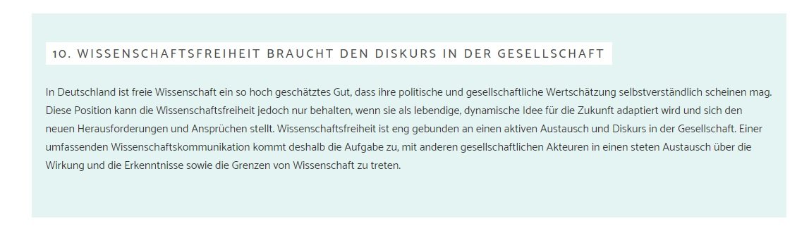 Die #AllianzderWissenschaftsorganisationen hat heute 10 Thesen zur #Wissenschaftsfreiheit als Selbstverpflichtung vorgelegt. Darin werden auch die Rollen von #Wissenstransfer und #Wissenschaftskommunikation umrissen: wissenschaftsfreiheit.de/abschlussmemor… #Technologietransfer #wisskomm #scicomm