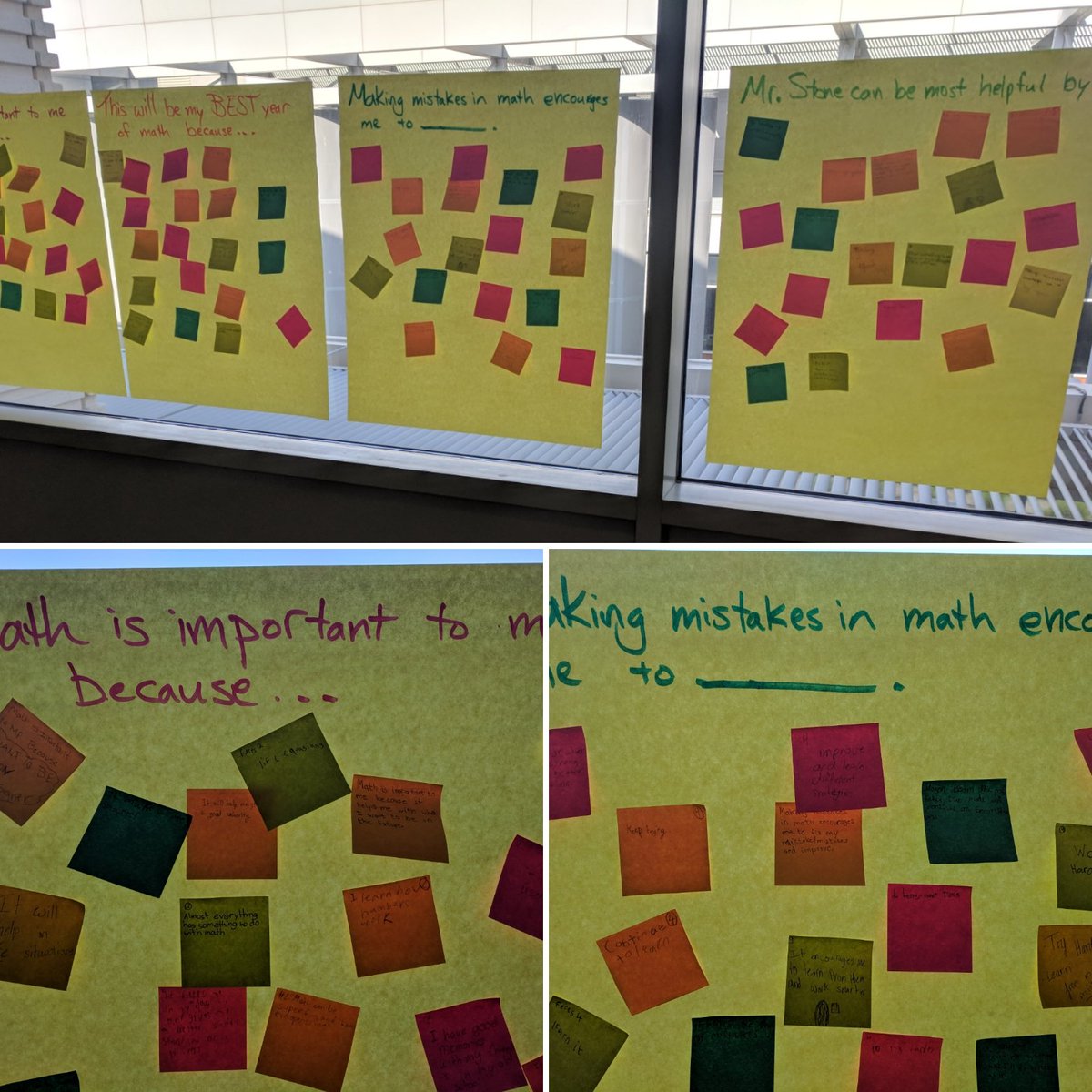 smith_asd's tweet photo. #MathMatters MS students stick their passions and fears about math on the window as they open a new year #EveryStudentFutureReady #ASDRocks @ASDubaiNews @DibbertJacob @corywilley https://t.co/hOTzklYhEk