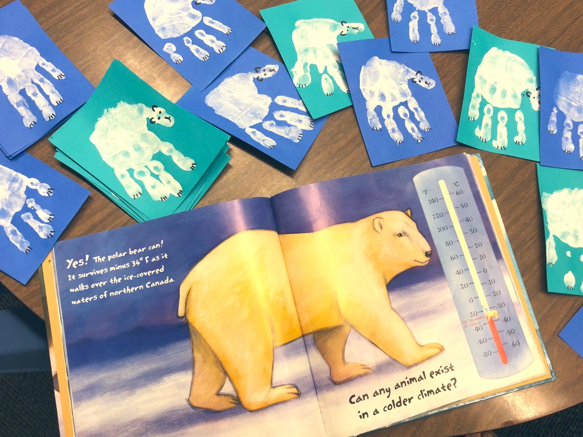 We read a nonfiction text about colder climates to get our Pre-K excited about our upcoming Arctic Adventure Book Fair! #WildcatsintheLIB <a href="/SESWildcats/">Saks Ele. School</a>
