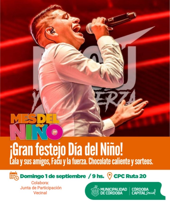 CpcRuta20's tweet photo. 🎉 No te lo pierdas, te invitamos a festejar el día del niño, domingo 1 de septiembre a partir de las 9:00 hs!!!🎈🎈 https://t.co/RlDFqleIxG
