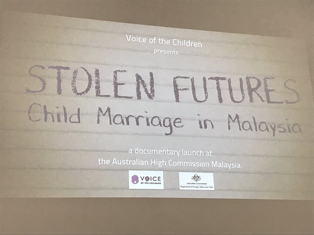 yeenseen's tweet photo. A brave initiative to support, thank you @AusHCMalaysia @DukeJaneduke and congratulations @woonkingchai and team for the documentary. @voiceofthechildren #endchildmarriage #stolenfutures #CREATE #CENBET https://t.co/8HHUyAOWQB