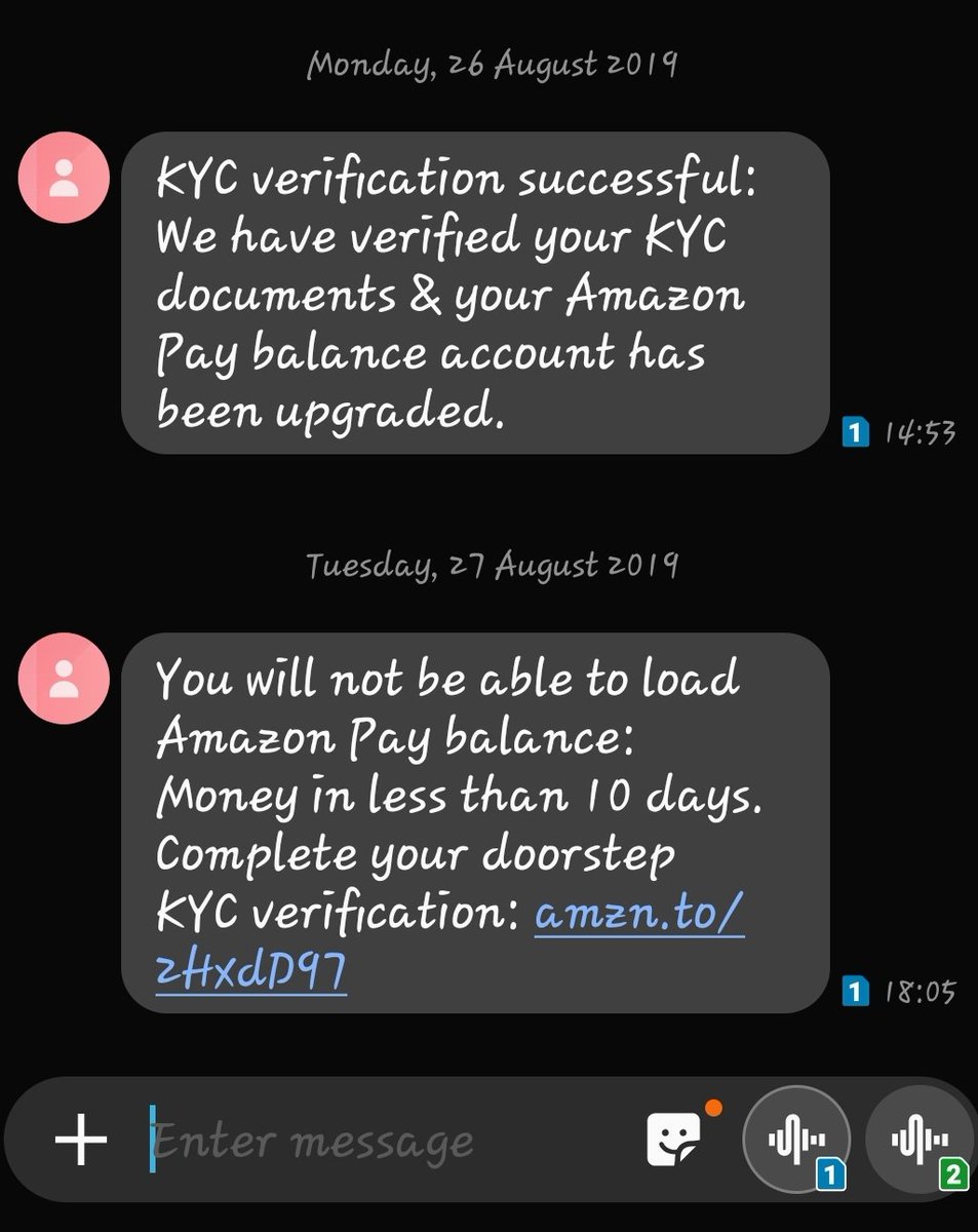 DhwaRak's tweet photo. @AmazonHelp Hi @amazonpay @AmazonHelp ,
I have completed my KYC and received message yesterday that the KYC is completed and you wallet is upgraded. But I receive message that KYC is not completed. PFA screenshot https://t.co/PKWw9llnCm