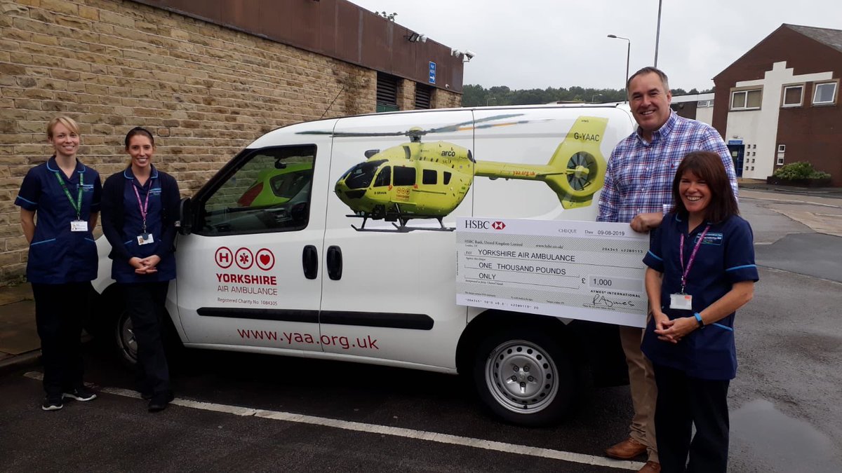 CHFTSIT's tweet photo. Our community dietitians being presented with a cheque from Aymes Nutrition who have donated some money for our charity of choice - the Yorkshire Air Ambulance! Such a great cause - thanks! https://t.co/XDqUvOR9cB