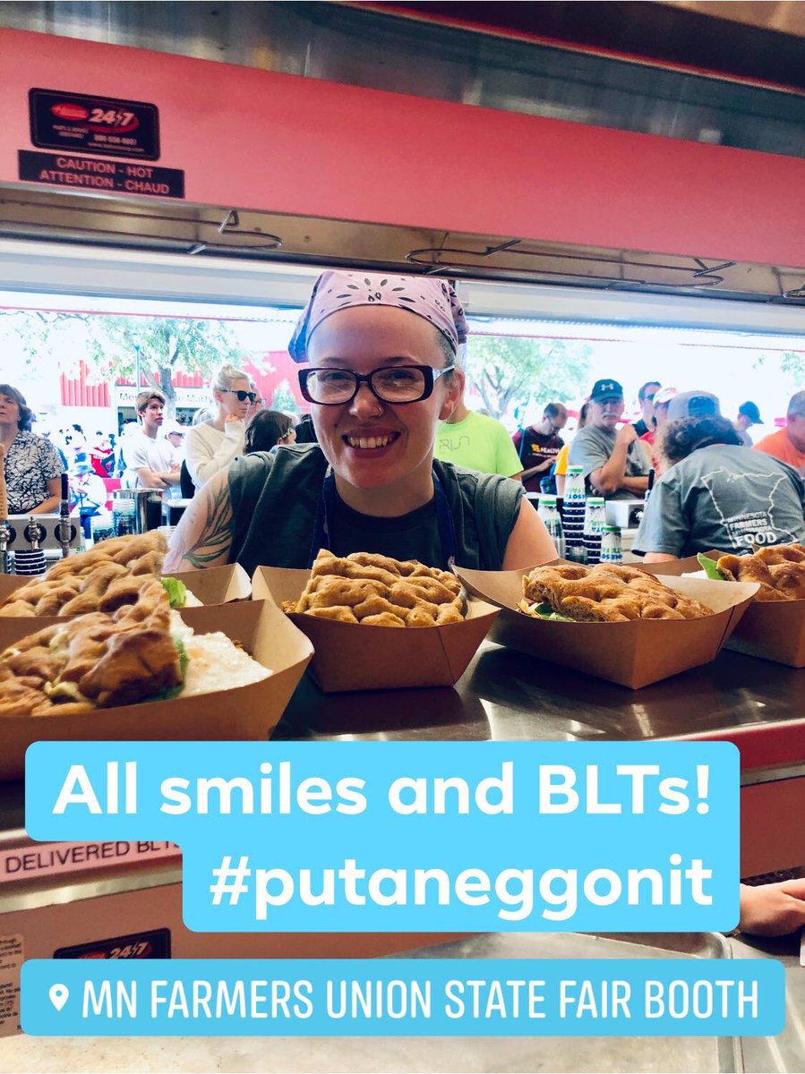 BirchwoodCafe's tweet photo. Thanks Amanda for rockin’ the Food Truck at the ⁦@MNFarmersUnion⁩ coffee Shop at the fair! “#mngrown  #mfucoffeeshop #farmtofair #goodrealfood 🥓🥬🍅🍳🎡 https://t.co/xexv4cxHHE