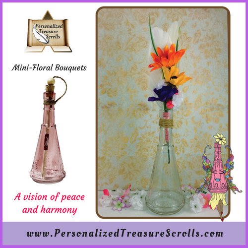A Unique Gift A Personalized Message in a Bottle & Floral Bouquet PersonalizedTreasureScrolls.com Not just a #MessageinaBottle More than just a #Gift #uniquegifts #giftsforgirls #friendship #connection #family #message #flowers