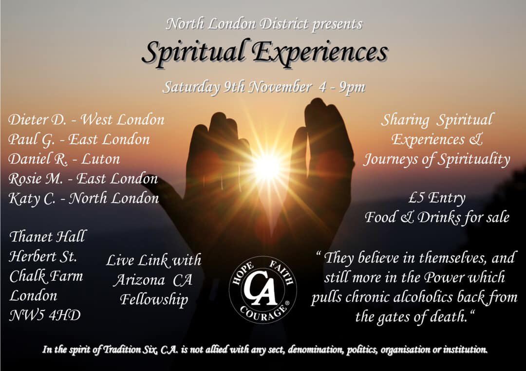 unofficialCAUK's tweet image. EVENT: November in London NW5 
#CAevents #CocaineAnoymous #CAunity