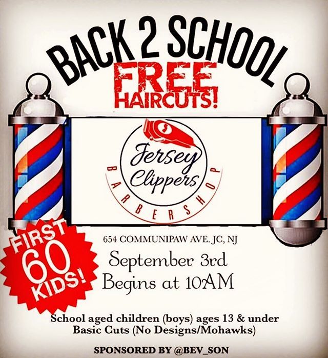 JerseyClippers's tweet photo. @jerseyclippers back to school haircuts is here again ...Thanks to @bev_son for sponsoring this for the kids!  #backtoschool #jerseycity #haircut @mo5mike @dacreatorworkss @_ezlikespesos_ https://t.co/YUF4dhGmnc https://t.co/ksHvZxPC2c