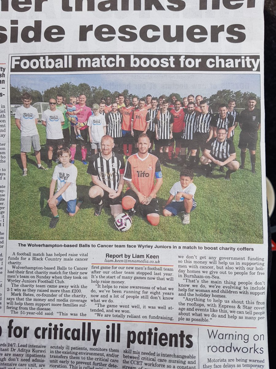 Ballstocancer's tweet photo. Great to see this! Well done @BTC_FC and thank you @FcWyrley for hosting and arranging  the game. A big thank you also to the @ExpressandStar for supporting the event and helping us reach more people https://t.co/ZrEtsSICk9
