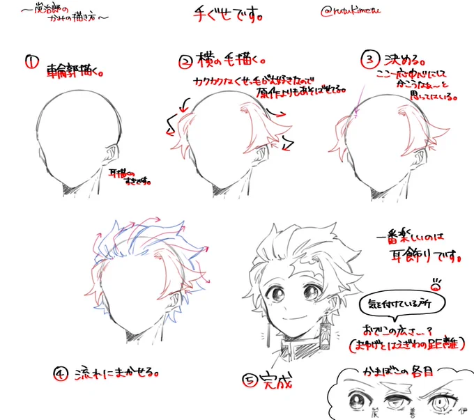 >炭治郎の髪の描き方
日によって顔が変わる 