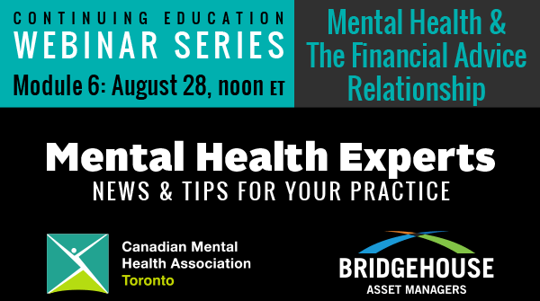 BridgehouseCA's tweet photo. Advisor webcast tomorrow– get news and tips for your practice from a panel of mental health experts. Module #6 in the Mental Health &amp; The Financial Advice Relationship webcast series. https://t.co/6JDMlWVhu5 https://t.co/e4TVoYJcGP