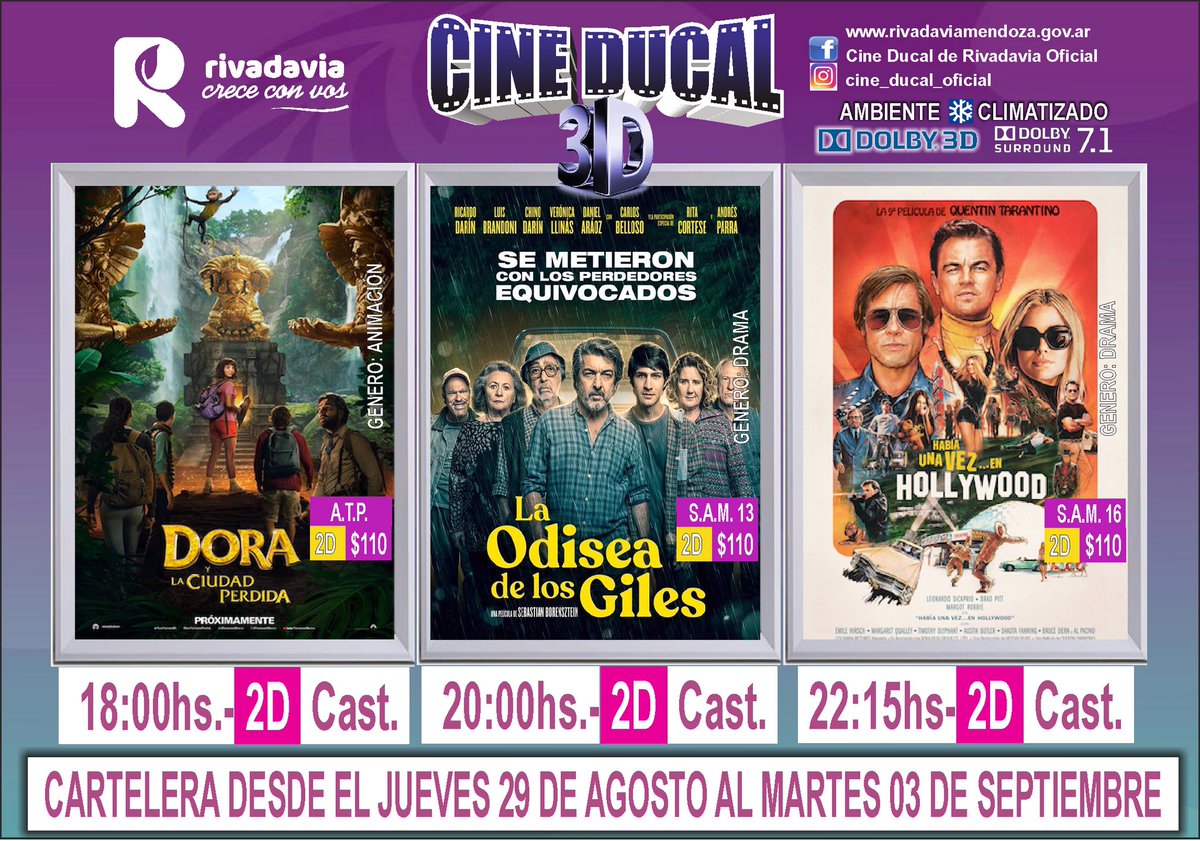 Nueva programación del #CineDucal de #Rivadavia