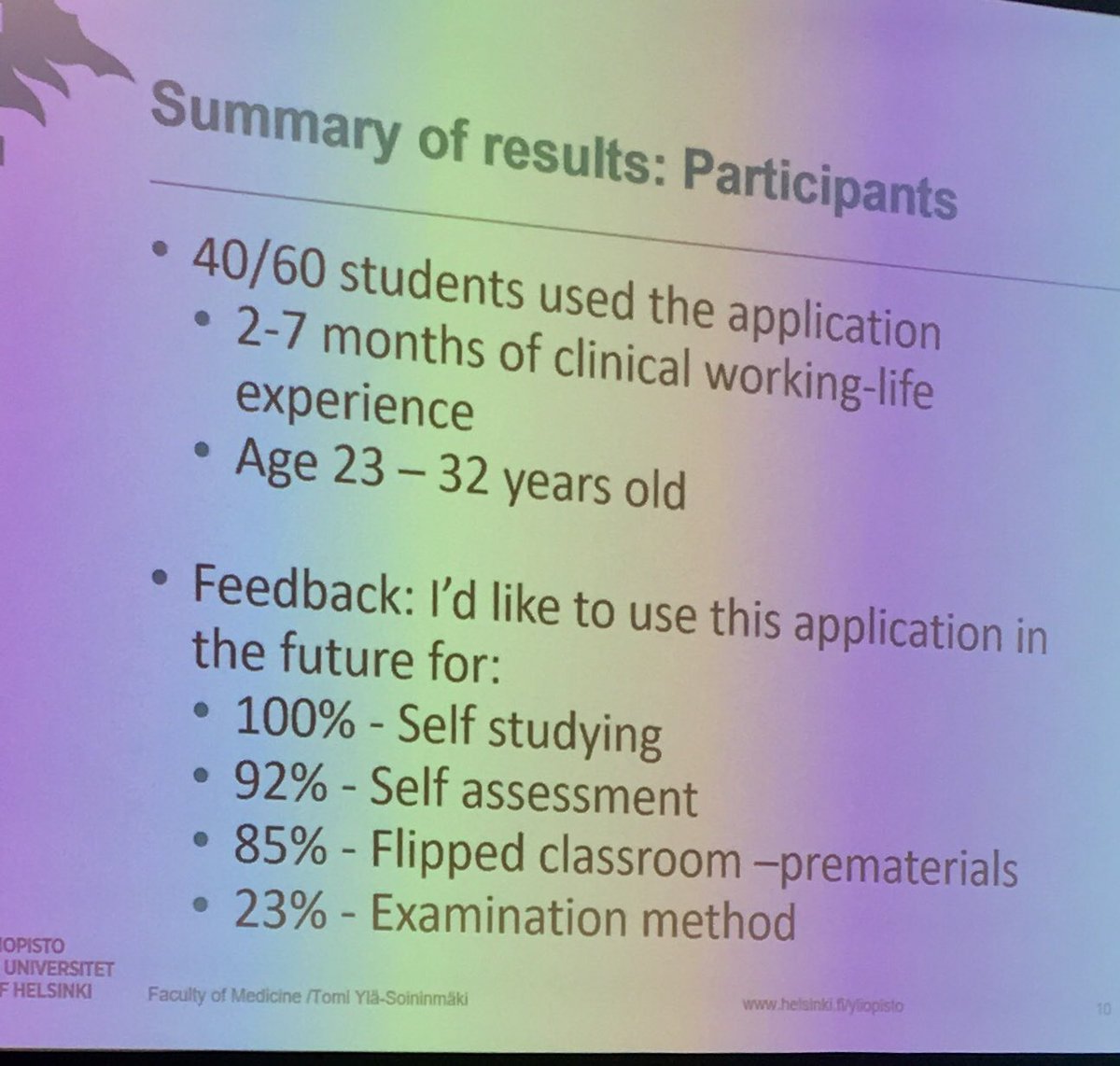 OpenLabyrin_UoN's tweet photo. Key message: use more VP cases in teaching! Tomi Ylä-Soininmäki evaluating #virtual patient data and advancement of clinical reasoning using their own developed #VP app 👍🏻👍🏻👍🏻 #AMEE2019 @WenWapenaar https://t.co/z0Do21Lion