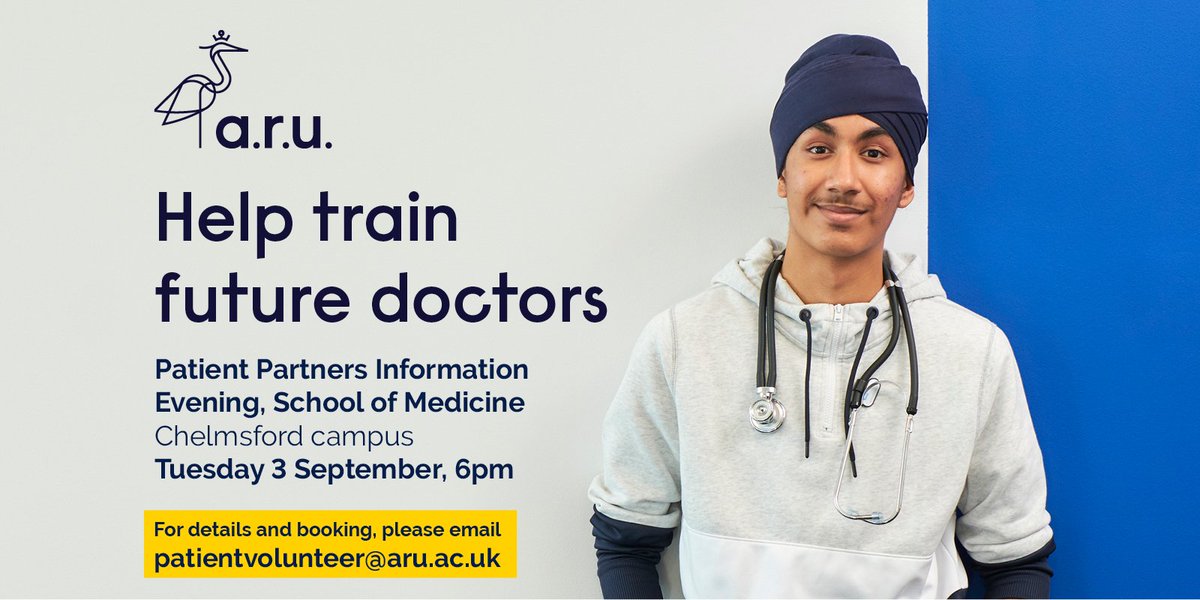 Are you a patient who has received care @nhsharlow? Would you like to be involved in helping improve communication skills amongst our newly qualified medics? Information Evening <a href="/AngliaRuskin/">ARU</a> in Chelmsford on Tuesday next week. Contact = patientvolunteer@aru.ac.uk