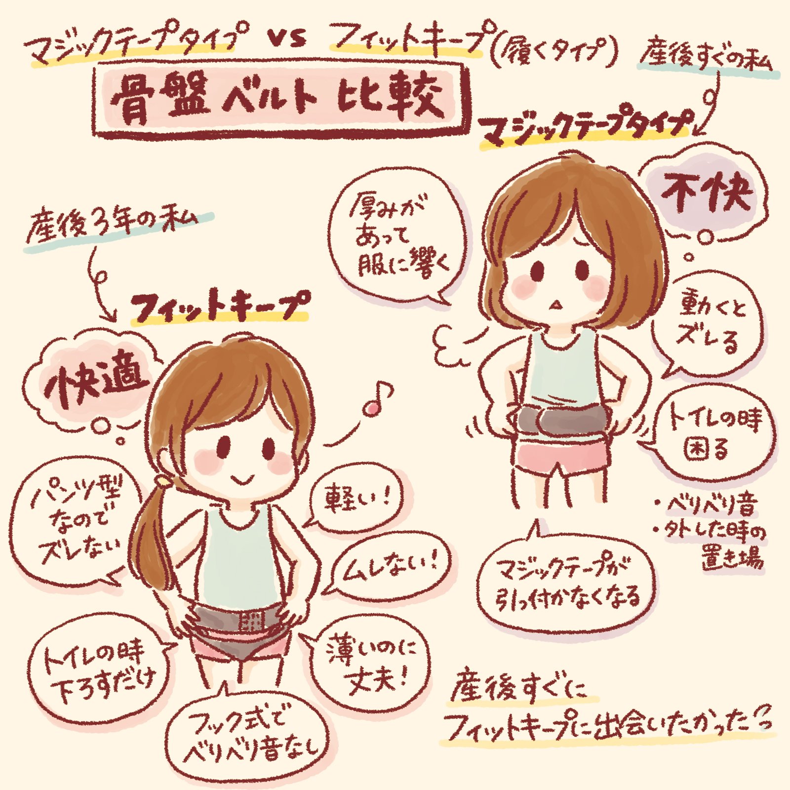 よこやまひろこ 絵日記 Di Twitter 産後太り解消 私が8kgの減量に成功した方法 骨盤ベルト併用ダイエット どんなダイエット方法も効果がなく 全然続かなかった私が Fit Keepとの併用でみるみると体重が減りました 骨盤ってほんとに大事 Pr 骨盤矯正