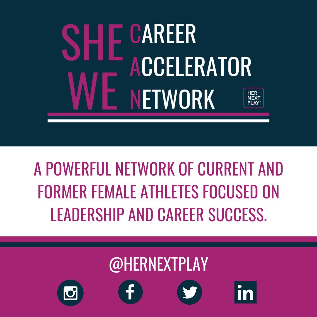 HerNextPlay's tweet photo. Transitioning from sport to career can be scary, frustrating, and challenging. That’s why we’re launching the Her Next Play Career Accelerator Network! #SHECANWECAN #HerNextPlay Sign up at https://t.co/xb3MrOjtO1 https://t.co/FcRinD6MU8