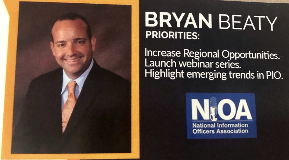 Melissa_Evans91's tweet photo. It's Election Day @nioa! Bryan Beaty is running for Vice-President. Visit with Bryan this morning if you haven't already.  
• Increase Regional Opportunities 
• Launch Webinar Series
• Highlight emerging trends in PIO 
#VOTEforBRYAN @NIOA2019 @bryanbeaty https://t.co/3pFNFn0f8e