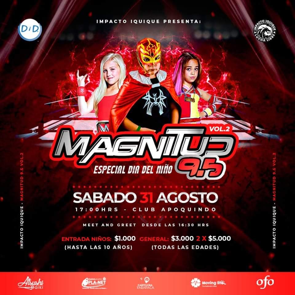 CarteleTarapaca's tweet photo. MAGNITUD 9.5 «ESPECIAL DÍA DEL NIÑO»

Vuelve la acción de la mejor lucha libre del norte, un terremoto de «MAGNITUD 9.5», remece a Tarapacá, con toda la fuerza de los niños de Iquique.

#ImpactoIquique #LuchaLibre #Iquique #Tarapacá https://t.co/4UpD3qk6Xk