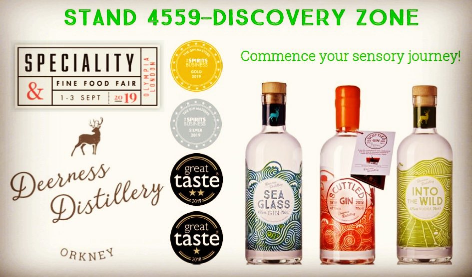 deer_distillery's tweet photo. Speciality fine food show gets underway 1st to 3rd Sept 2019 in the Olympia London. Stop by stand 4559 in the discovery zone (Cotswoldfayre) to meet and sample our award winning Orkney gin & vodka!!
#SFFF2019 #CFPavilion #deernessdistillery #gin #vodka #orkney #London #scottish https://t.co/HqXPwEpOEQ