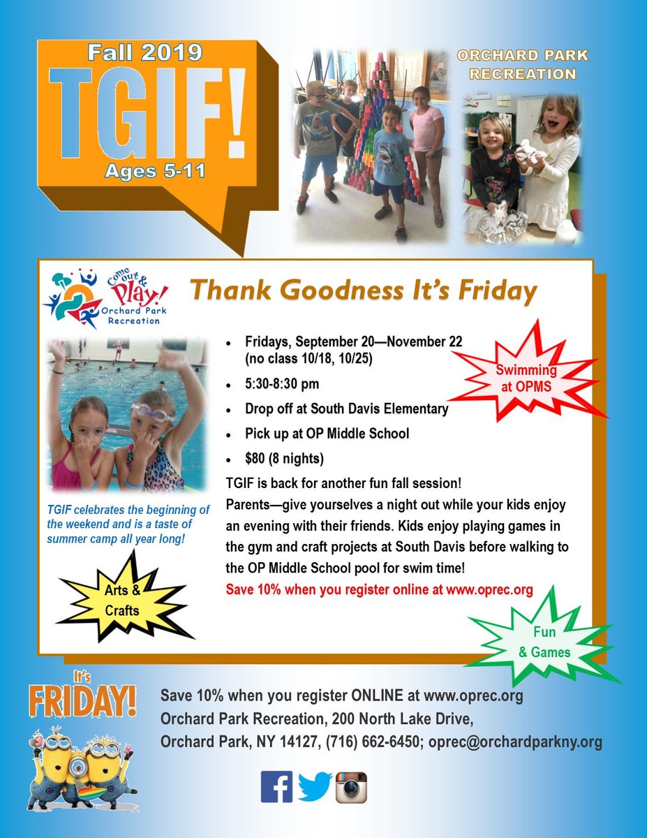 Parents - give yourself a night out on Fridays this fall, while your kids enjoy time with their friends! Register early; space is limited!