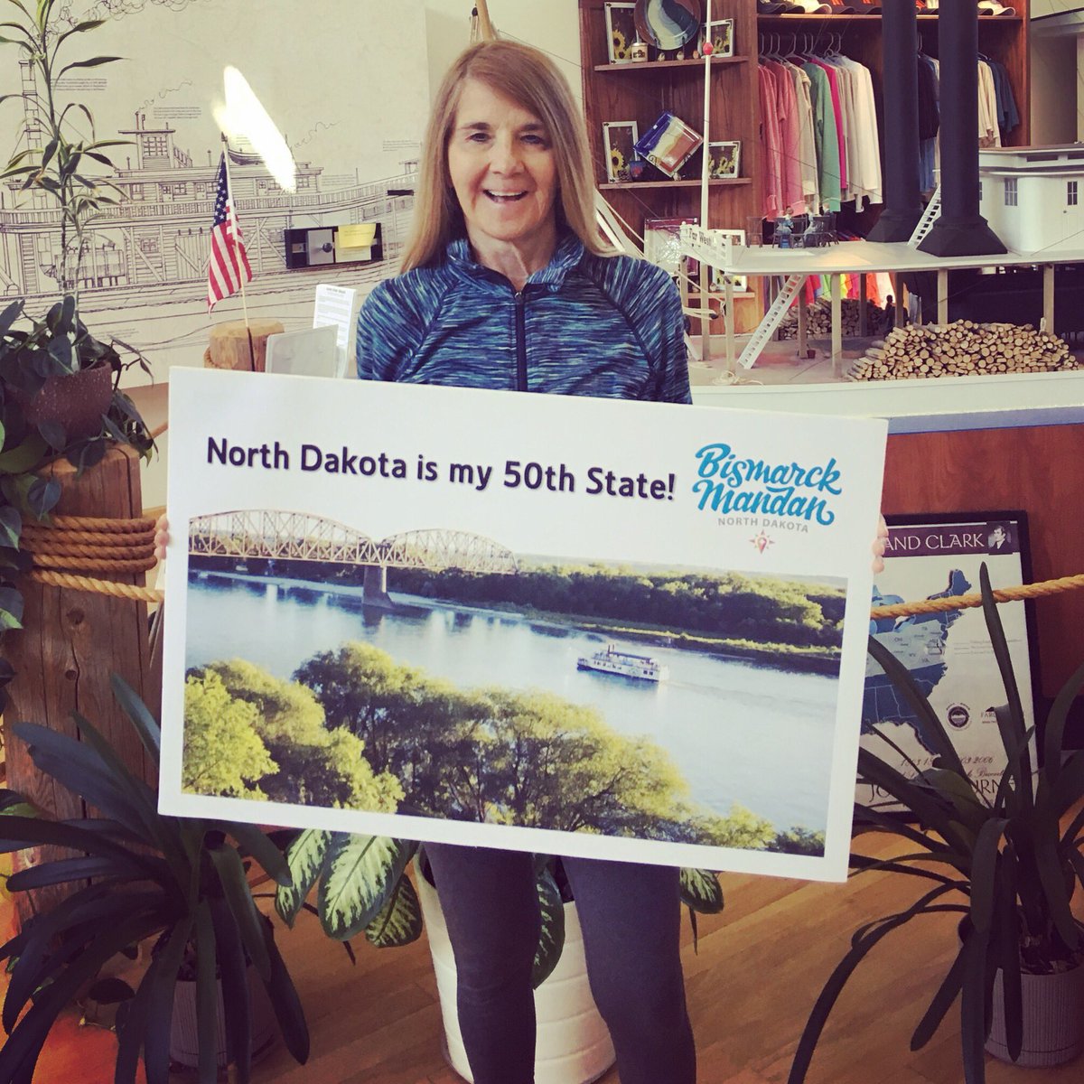 Carol from Los Angeles, CA made #northdakota her #50thstate and we were here to help celebrate her accomplishment! Way to go, Carol! 🎉 #noboundariesnd  #ilovebisman