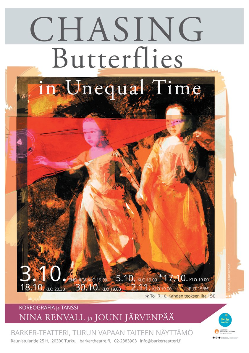 #barkerteatteri syksyn ohjelmistoa. Chasing Butterflies in Unequal Time. #Koreografia ja #tanssi Nina Renvall ja Jouni Järvenpää. #turku #kulttuuri