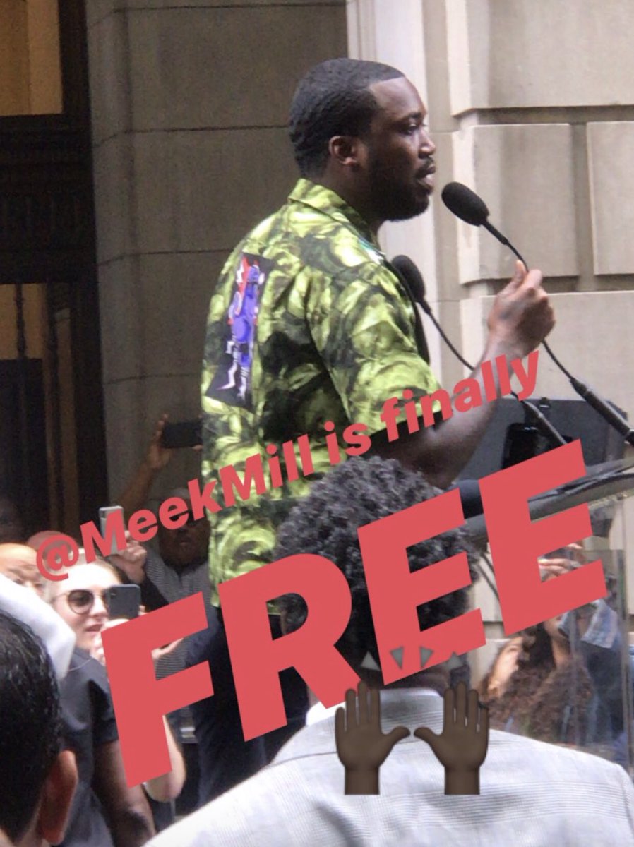.<a href="/MeekMill/">MeekMill</a> IS FREE! The celebration here in #Philadelphia is beautiful, but this is only the beginning of getting justice for all the young Black and Brown people who are trapped in the clutches of the justice system. #FreeMeek #TimeDone #ProbationIsATrap