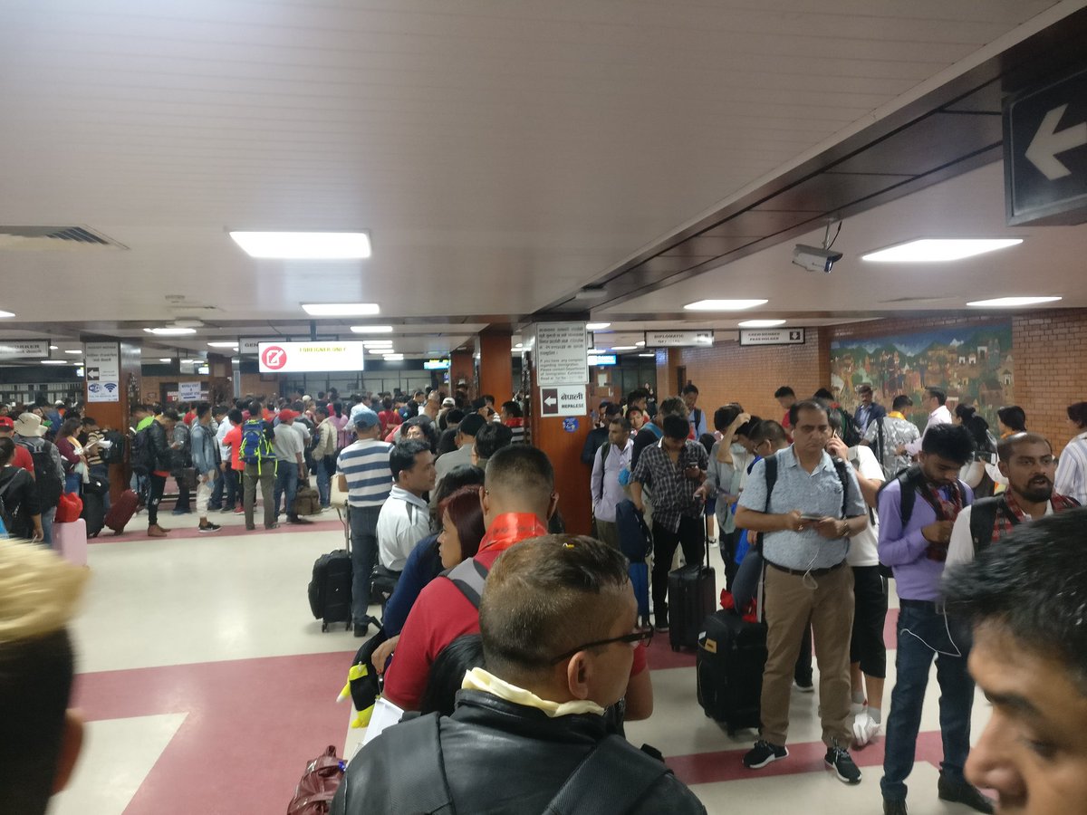 This serpantine queue at <a href="/TIA/">Tia</a> does not help <a href="/visitnepal2020/">लकडाउन पछि घुमौला ।</a> <a href="/yogesbhattarai/">Yogesh Bhattarai</a> ! Very poorly handled by the immigration officials ...