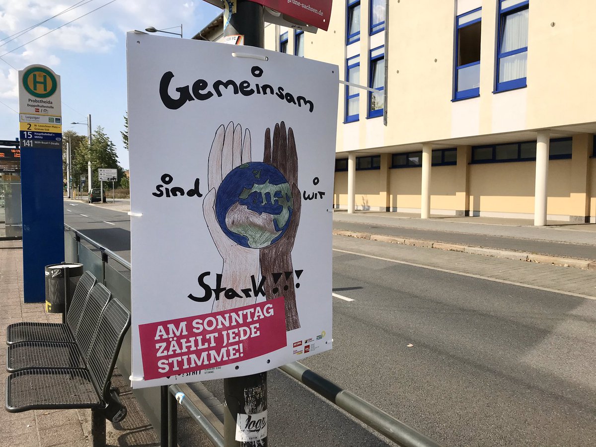 In Probstheida entdeckt: Plakate zur Landtagswahl, von Kindern gemalt, von der <a href="/LIZ_de/">Leipziger Zeitung</a> produziert. Coole Aktion! #ltwsn19