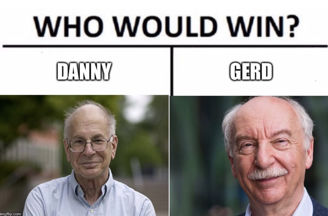 Some might say this is an unjustly critical characterisation of adaptive heuristic thinking. Enter our next meme: Who Would Win? (3/X)