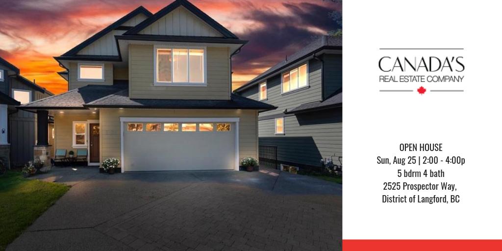 rlpvic's tweet photo. OPEN HOUSE | Sun, Aug 25 2:00 - 4:00p | 5 bdrm 4 bath
2525 Prospector Way, District of Langford, BC
#yyjrealestate #RLPVictoria https://t.co/7hjTOAXS6Q https://t.co/chqNje1HOR